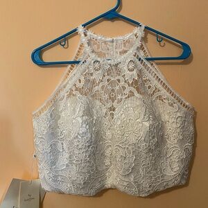 Cropped White Halter Top for Wedding Events - NWT - Size L - Wedding Separates